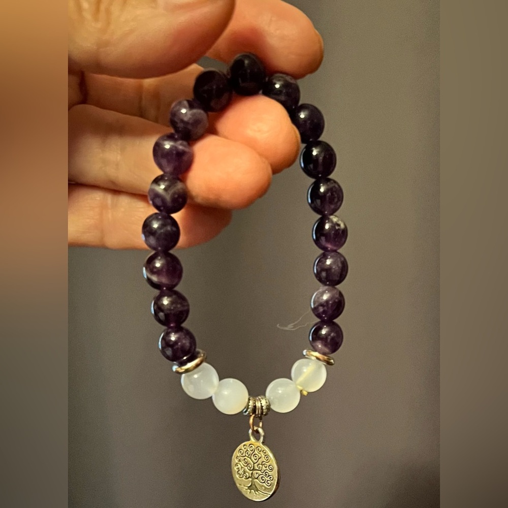 Amethyst Gemstone Mala Beads Bracelet